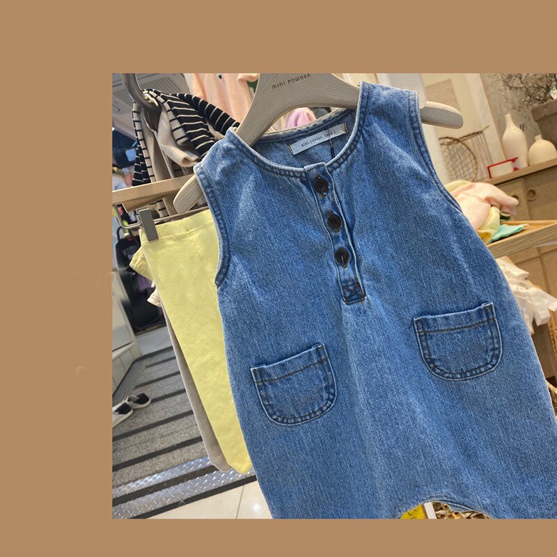6m-3Y ciało dla niemowląt dla noworodków chłopiec i dziewczyny ubrania krótkie rękawy bawełniane ubrania dla dzieci dorywczo dzieci kombinezon QZ042: Denim Overalls / 6 m
