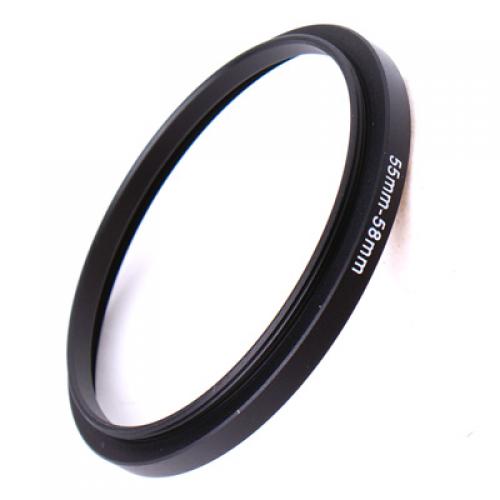 Black Metal 55mm to 58mm Step Up Filter Lens Ring Filter Stepping Adapter