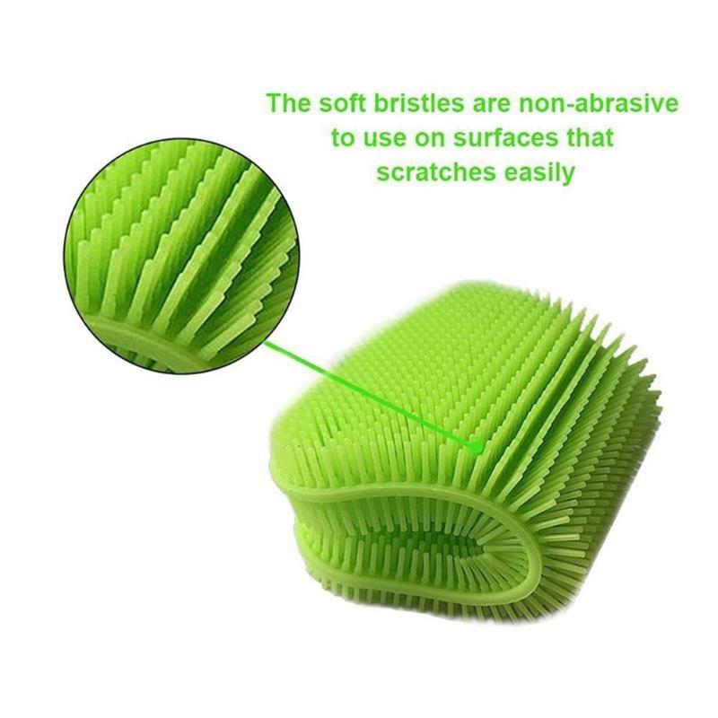Miljøvenlig silikone opvask vaskebørste gryde pande rengøring svamp skrubber køkken rengøringsværktøj: Grøn