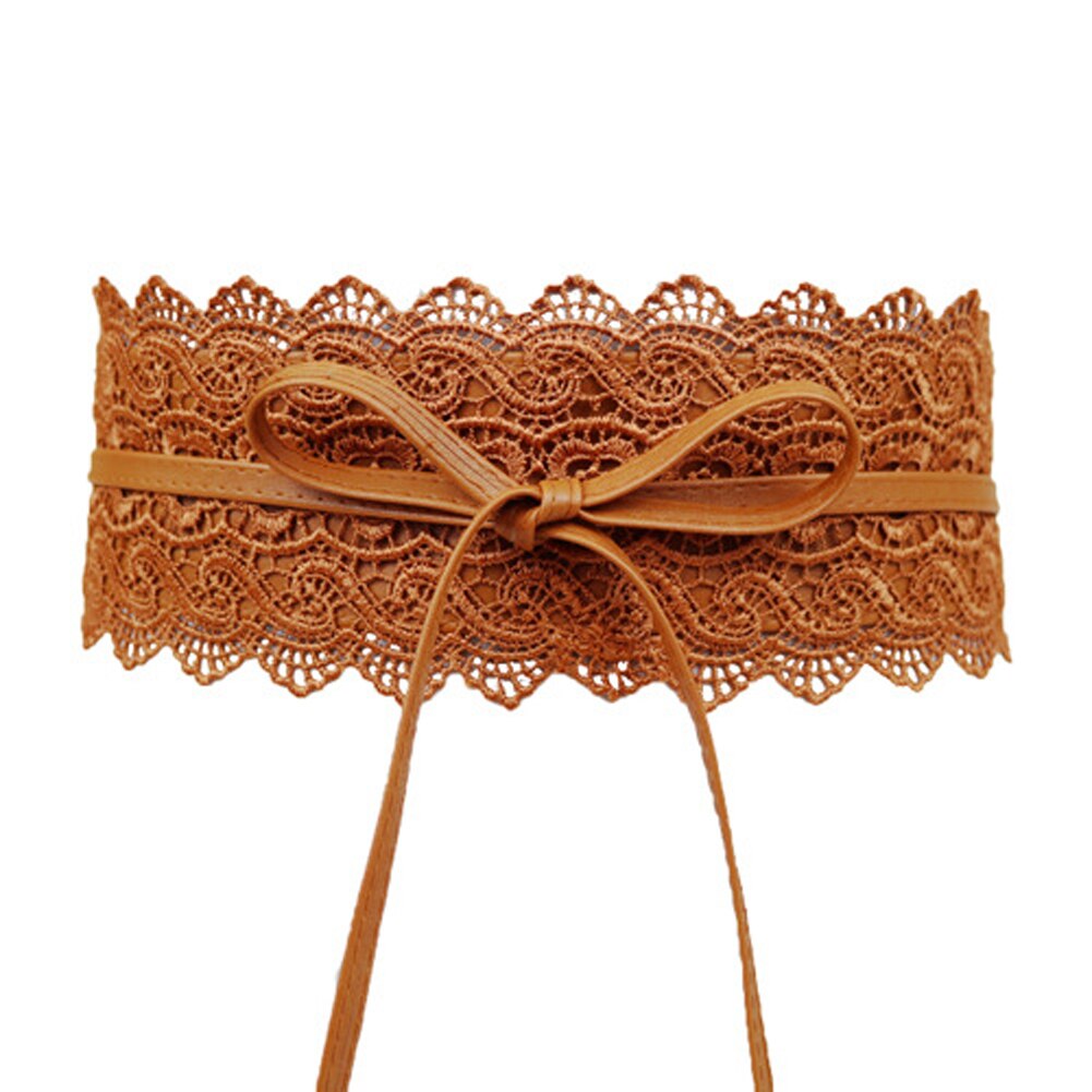 Ceñidor de cintura a la para mujer, vestido con lazo, banda de cintura de cuero de imitación, decoración ancha, cinturón, faja, banda para la cintura, vendaje rojo, blanco y negro: camel