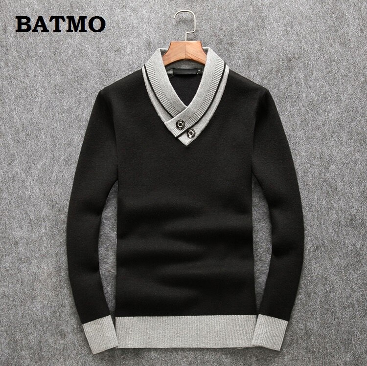 Batmo Herfst 90% Wol Casual Trui Mannen, Mannen Marine Blauw Truien 006