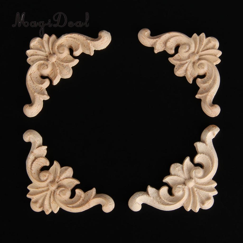 3D Hout Gesneden Hoek Onlay Meubilair Home Decoratie Kozijn Spiegel Frame Wood Craft Unpainted Applique