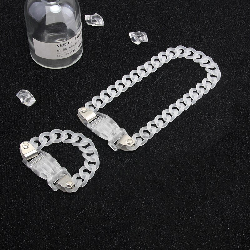 Hangzhi Fashionable Metal Lock Buckle Necklace Hip-hop Acrylic Frosted Transparent Cuban Chain Accessory for Couples: 7