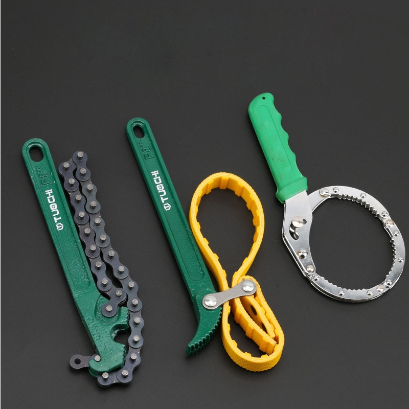 Universal Adjustable Car Engine Oil Filter Wrench Removel Tools Chain Grip Key Wrench Grip Spanner Plier Car Repair Tools