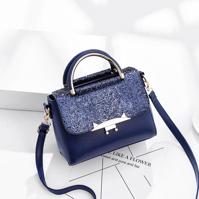 Bolso pequeño de Metal con de cabeza de león, forma cuadrada, bandolera, de , para mujer: Blue