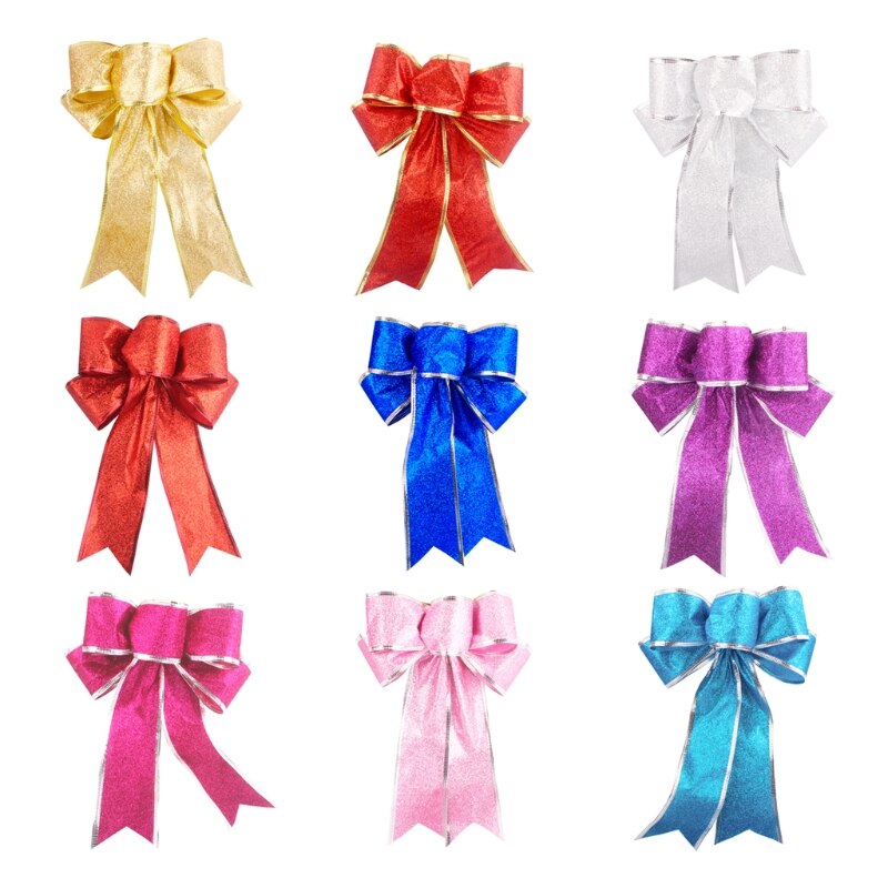 10 stuks 10 inch  x 8 inch haarrubber kerstboomstrik met strik hangende ornamenten 4 xfa
