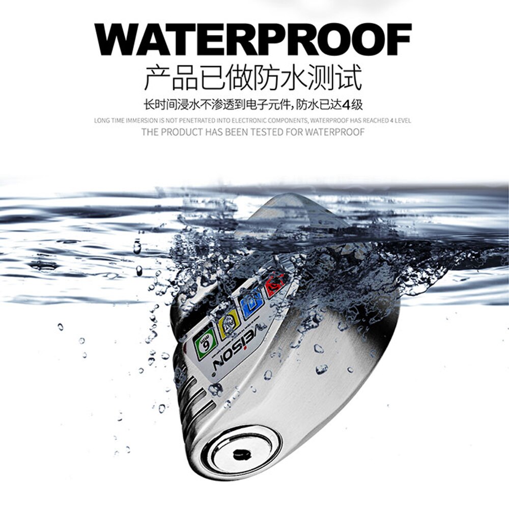 Veison Motorfiets Alarm 130dB Anti-Diefstal Motorfiets Slot Fiets Alarm 304 Rvs Disc Quad Lock Fietsslot Motopadlock