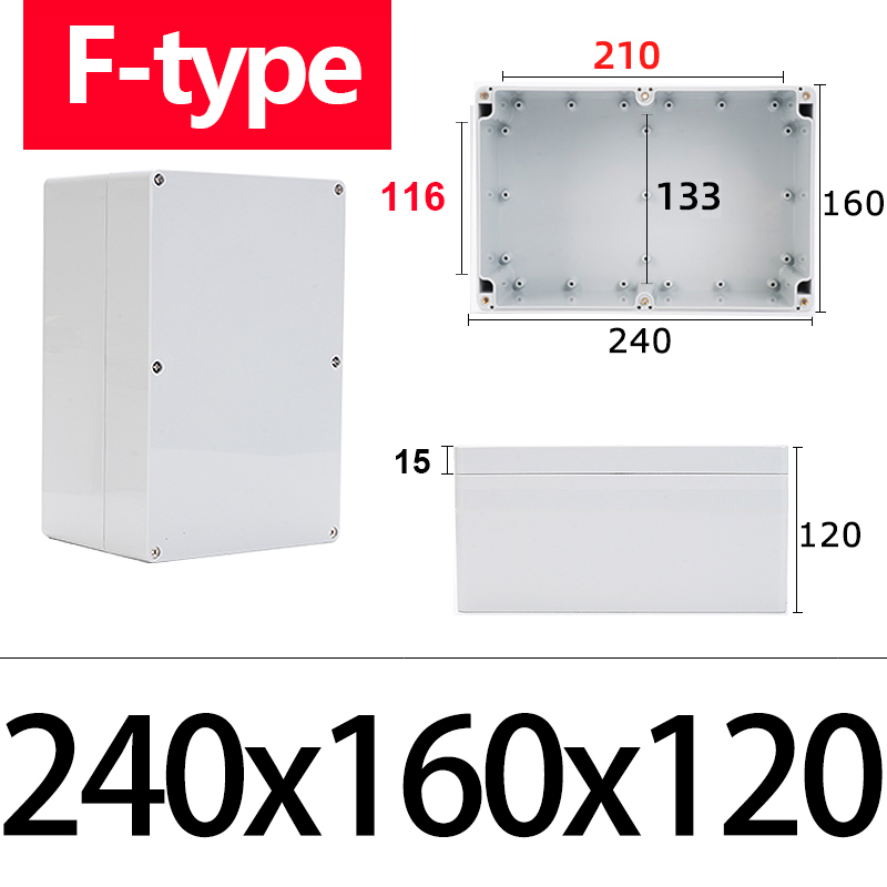 Boîte de jonction étanche ABS de type F, matériau, boîtier en plastique Ip67, coffre-fort électronique pour l'extérieur, boîte de bouton d'alimentation pour moniteur: YELLOW