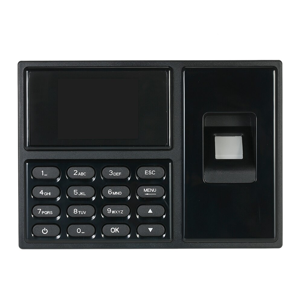 2.4 "tft lcd-skærm  dc 5v tids fremmøde ur biometrisk fingeraftryk adgangskode fremmøde maskine medarbejder check-in optager