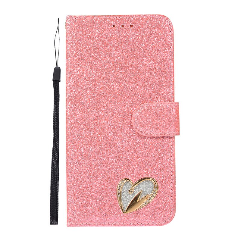 Love Jewell Case For Samsung Galaxy A50 A40 A70 A20E Glitter Bling Leather Flip Case For Samsung A 50 A30S 20E Phone Cover: For Samsung A70 / Pink