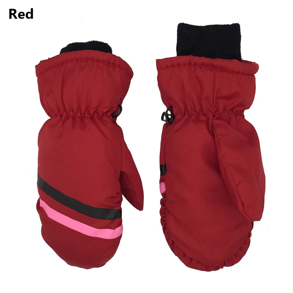 1Pair Children Kids Winter Warm Gloves Boy Girls Outdoor RidingSki Snowboard Windproof Waterproof Thicken Warm Mitten: Type2-red