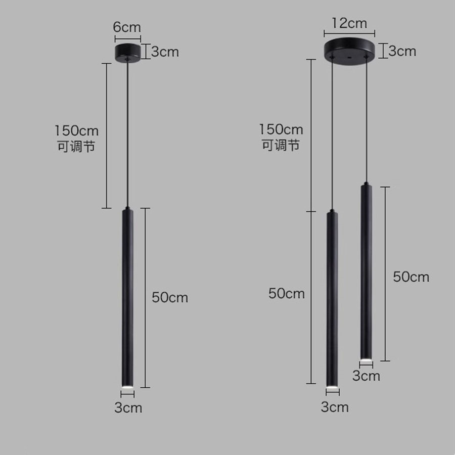 Nordic Zwart Wit Lange Buis LED Hanglampen Moderne Keuken Hanglamp Slaapkamer Achtergrond COB Cilinder Plafond Hanglamp