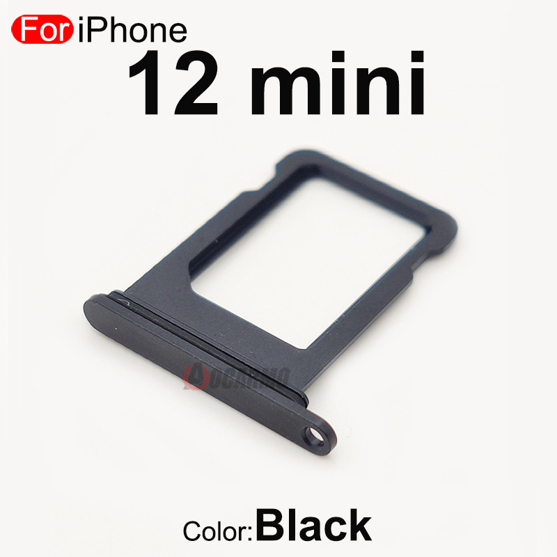 Para Apple iPhone 12 mini bandeja de tarjeta SIM individual cajón con ranura negro blanco rojo verde azul piezas de repuesto: Negro