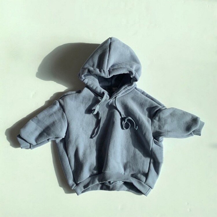 Herfst koreaanse kinderkleding jongens en meisjes fleece casual trui met capuchon: Donkergrijs / 2t