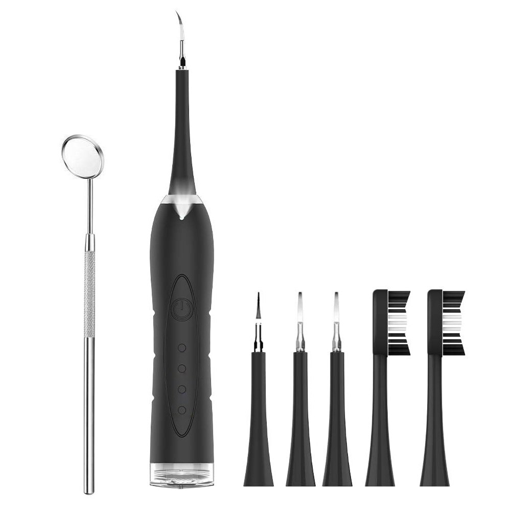 2in1 Ultra Sonic Sonic Tandheelkundige Scaler Tandsteen Verwijderen Witter Tooth Cleaner Hoge Frequentie Trillingen Huishoudelijke Elektrische Tandenborstel: Black Special Suit