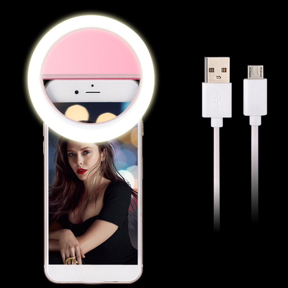 Selfie Led Ring Flash Light Draagbare Telefoon Selfie Lamp Lichtgevende Clip Lamp Camera Fotografie Video Spotlight Lens
