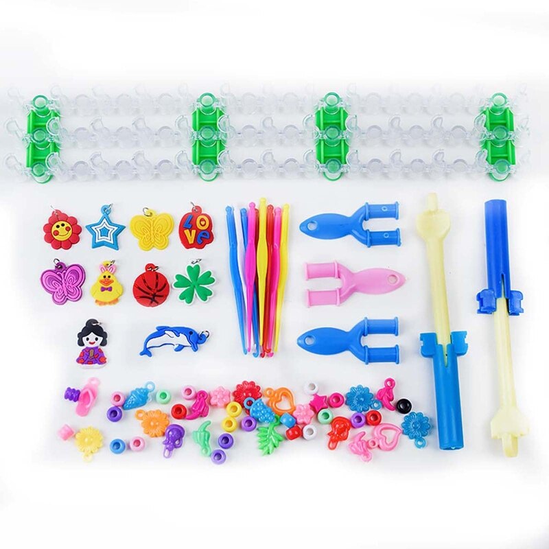 Elastic Rubber Colourful Loom Bands Starter Box with Crochet Bracelet Weaving: Default Title