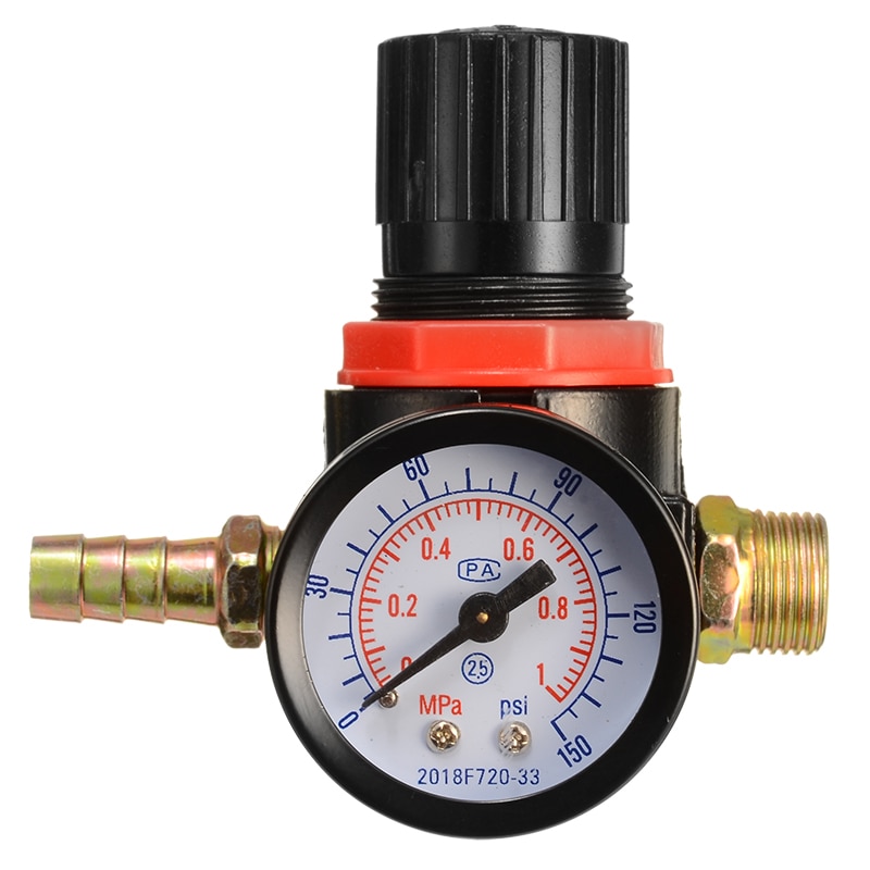 1/4 " mini lufttryksregulator måleur hvlp maling spray ventil trykmåler justeringsmåler til måleinstrument
