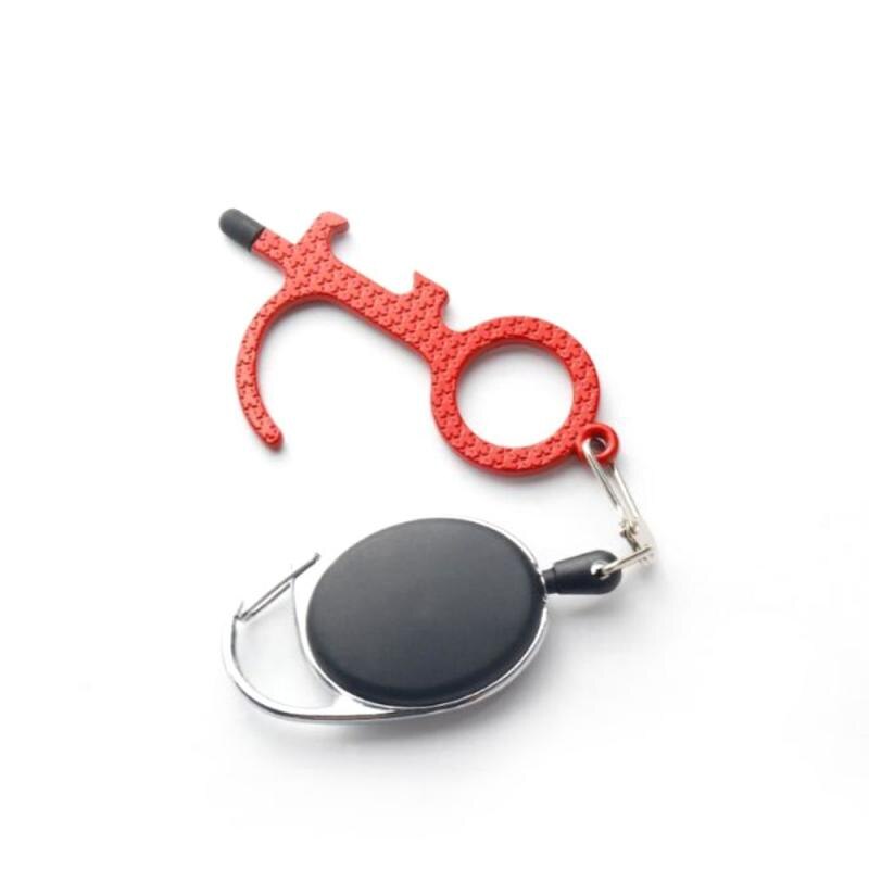 Anti Contact Door Opener No Touch Key Door Opener Keychain Anti-Touch Door Handle Elevator Artifact Key Button Tool: 17