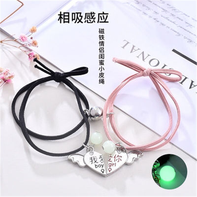 2023 Bracciale luminoso gatto stella luna coppia fascino fatto a mano corda regolabile braccialetto amico abbinato amore infinito gioielli regali: Argento placcato