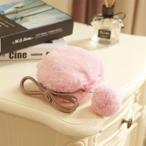 Winter Faux Fur Girl Coin Purse Children's Wallet Small Change Purse Kid Plush Bag Coin Pouch Bow/Fur Ball Baby Handbag