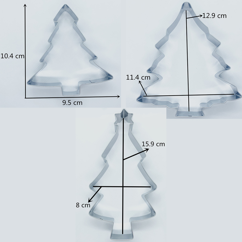 KENIAO Weihnachten Baum Cookie Cutter einstellen-3 Stück-Fondant/Gebäck/Brot/Sandwich/Keks Cutter -Edelstahl