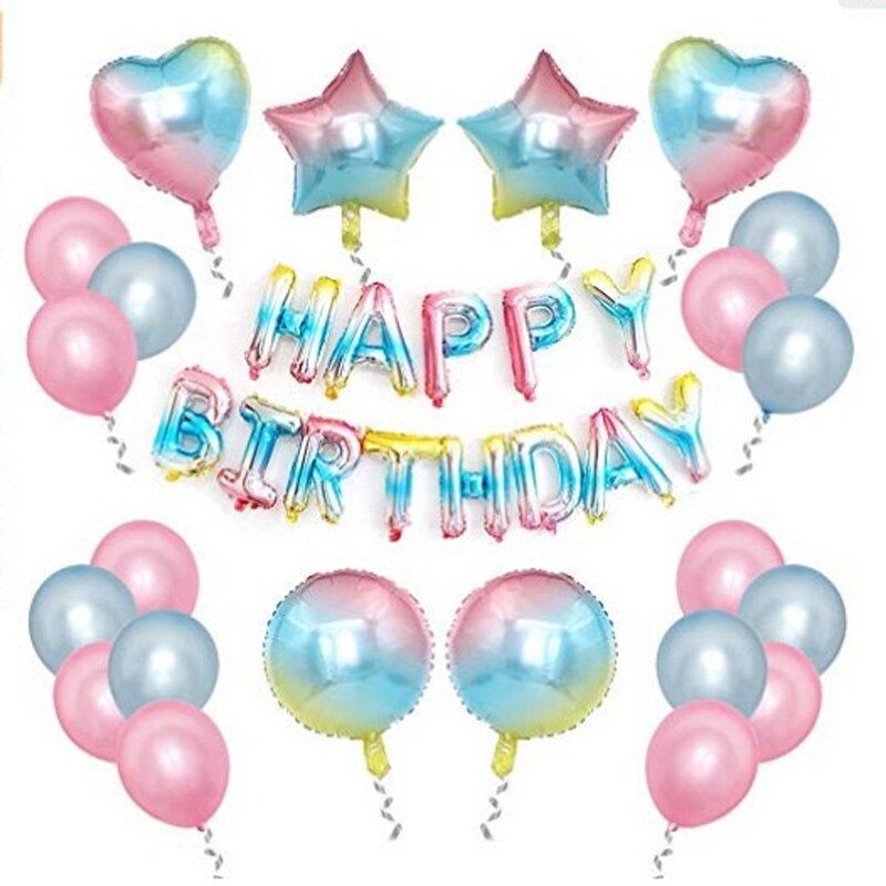 Rosa guld tema grattis på födelsedagen bokstäver fest dekoration folie ballonger set baby shower ballong firande dekor tillbehör: Blå