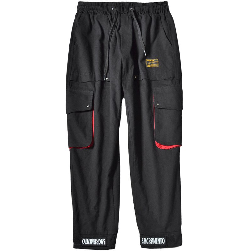Men Streetwear Hip Hop Cargo Pants Male Loose Casual Gothic Black Harem Trousers Joggers Sweatpants