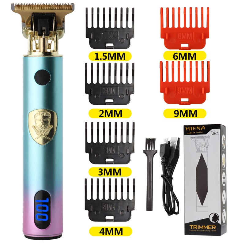 T9 0mm professionelle usb aufladbare elektro rasierer Bart Trimmer haar Haarschneidemaschine für männer haircutting maschine barbershop: GentlemanLCD