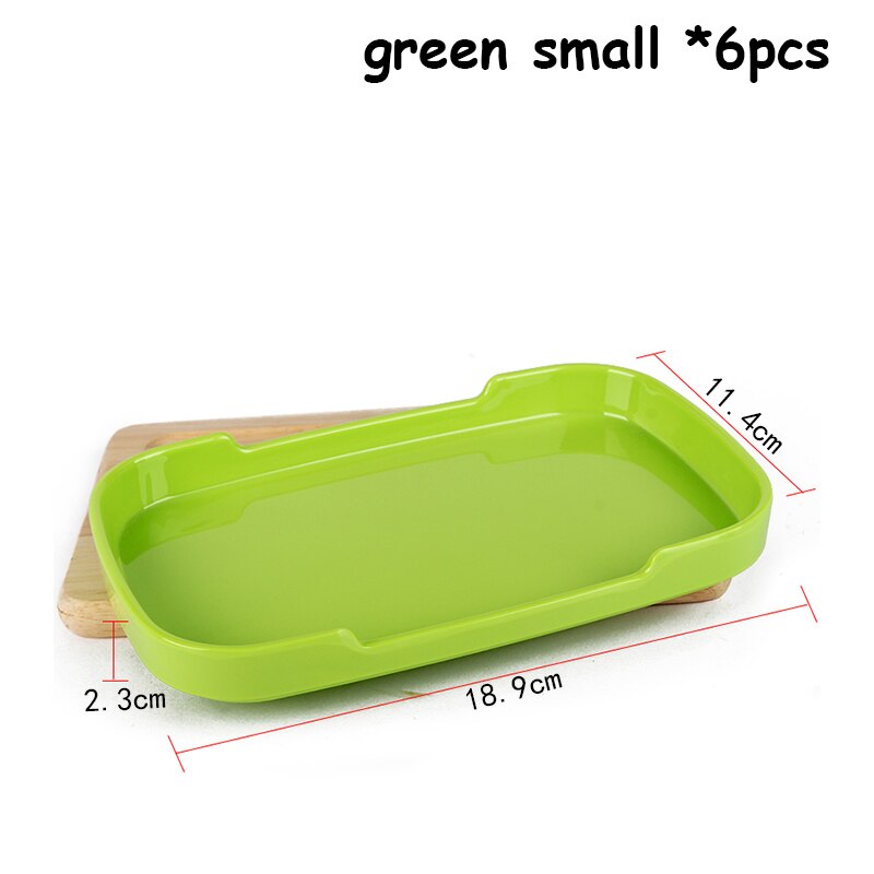 Rectangle Plates Colorful Trays Food Containers Korean Restaurant Roast Vegetable Cafe Kitchen Utensils Christmas Tableware 6pcs: Green Small