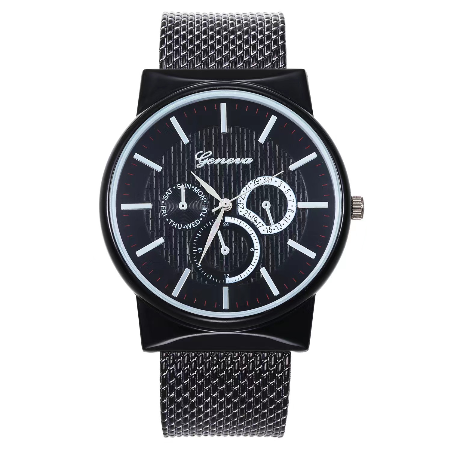 WOKAi DESIGN Zegarki sportowe ze szkła kwarcowego Wodoodporny klasyczny luksusowy automatyczny zegarek dla mężczyzn: Black