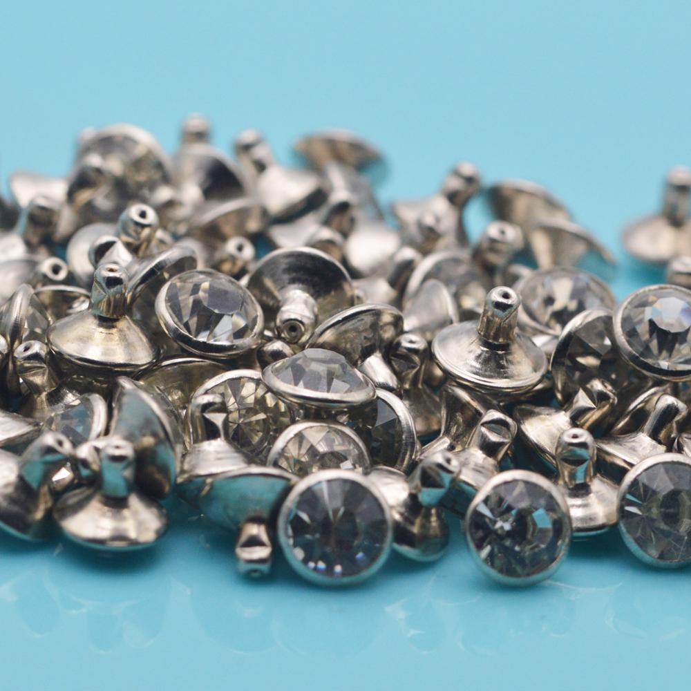 100Pcs Glas Kristal Double Cap Klinknagels Stud Nail Leathercraft Schoen Zak Ambachten Levert 5Mm 6Mm 7Mm 8Mm 9Mm 10Mm