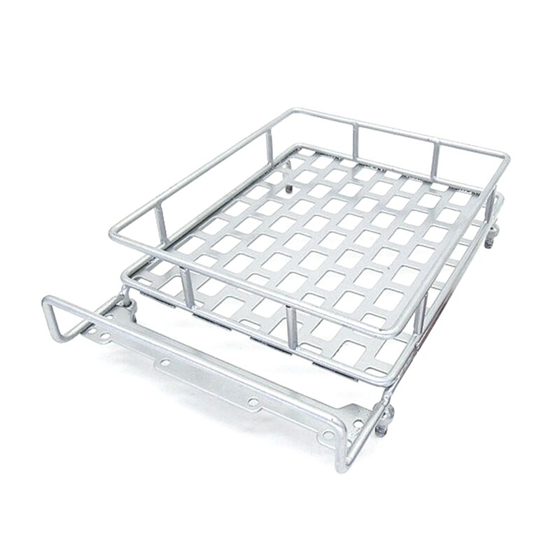 Para mn d90 d91 d96 d99 mn90 mn99s 1/12 rc carro atualizar peças de metal bagagem transportadora bandeja rack telhado acessórios: Silver