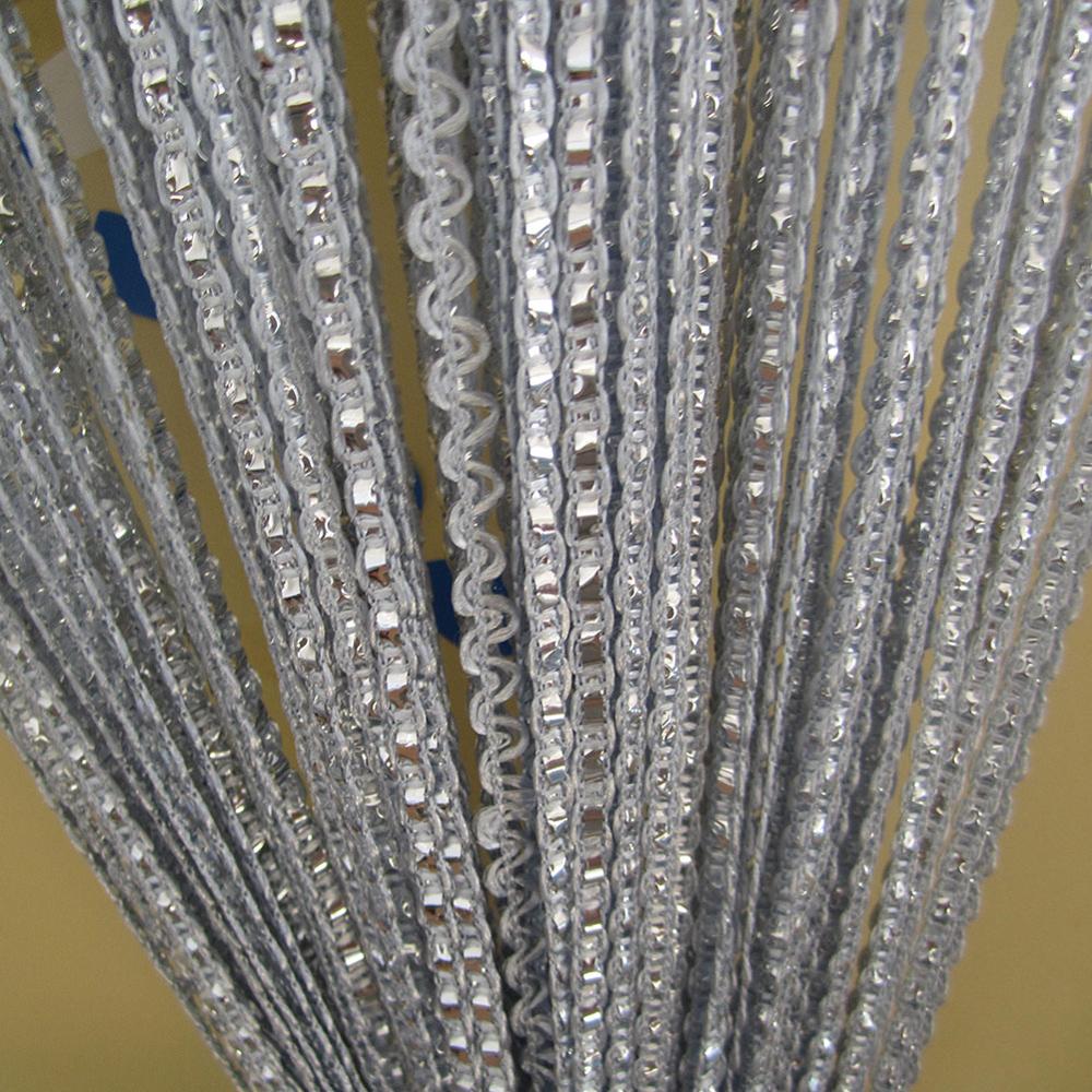 Zidetang glitter s stil polyester sträng dörr gardin frans tråd tofs rumsavdelare gardin panel deco fönster myggnät: Grå / 100cm by 200cm