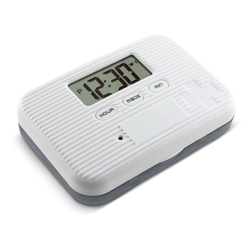 Dust-proof Separated Pill Organizer Pill Box Case Electronic Timer Alarm Clock Reminder Medicine Storage Dispenser: White