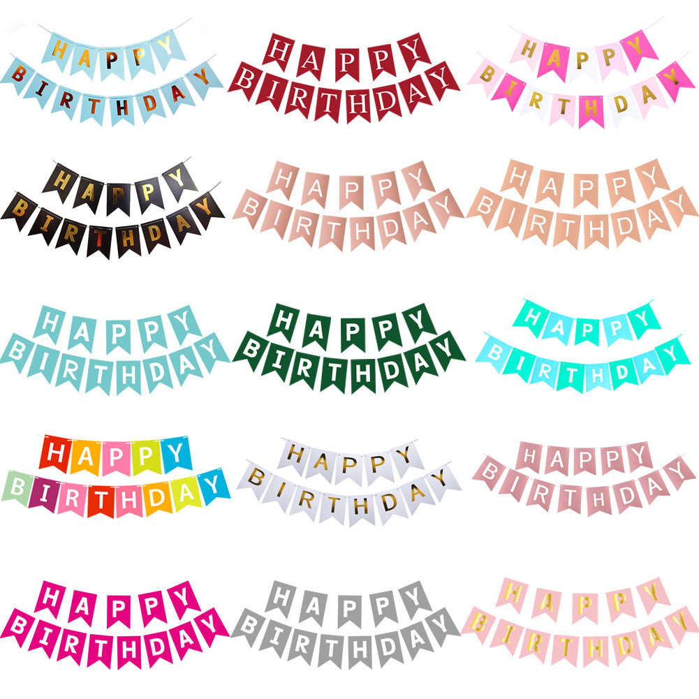 1 Juego de decoración de feliz cumpleaños, banderines para de cumpleaños, guirnalda, suministros para Baby Shower, decoración de pancarta de papel, feliz cumpleaños
