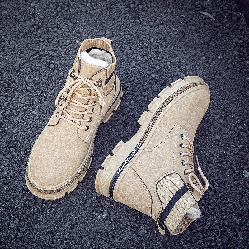 Fujin Hiver femmes hommes Polaire Doublé Bottes De Neige Slip Fond Plat Bottines Décontracté Coton Rembourré Chaussures