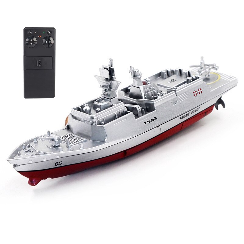 Alle retninger navigere simulation rc krigsskib dual blade strøm fra vand vandtæt elektrisk 2.4g fjernbetjening båd model: Sølv