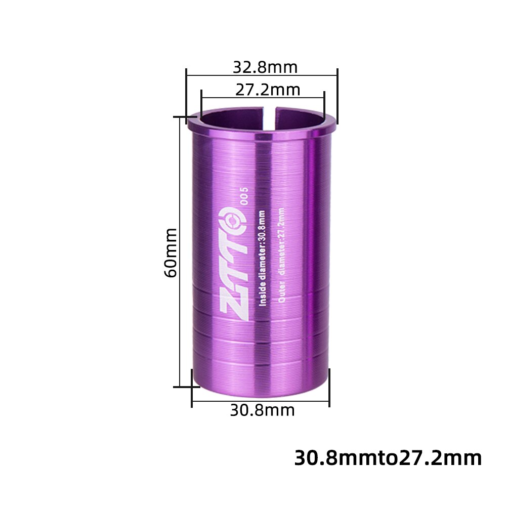 ZTTO-Adaptador de tija de sillín para bicicleta, manga de tubo de asiento, espaciador de aleación para ciclismo de montaña y carretera, cambio de tamaño 25,4, 27,2, 31,6: 5-27.2 to 30.8