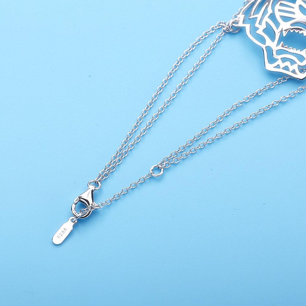 Moonmory S925 Sterling Zilver Medium Tiger Shaped Ketting Armbanden Dier Hanger Zilveren Accessoire Sieraden 16 -18Cm Verstelbare