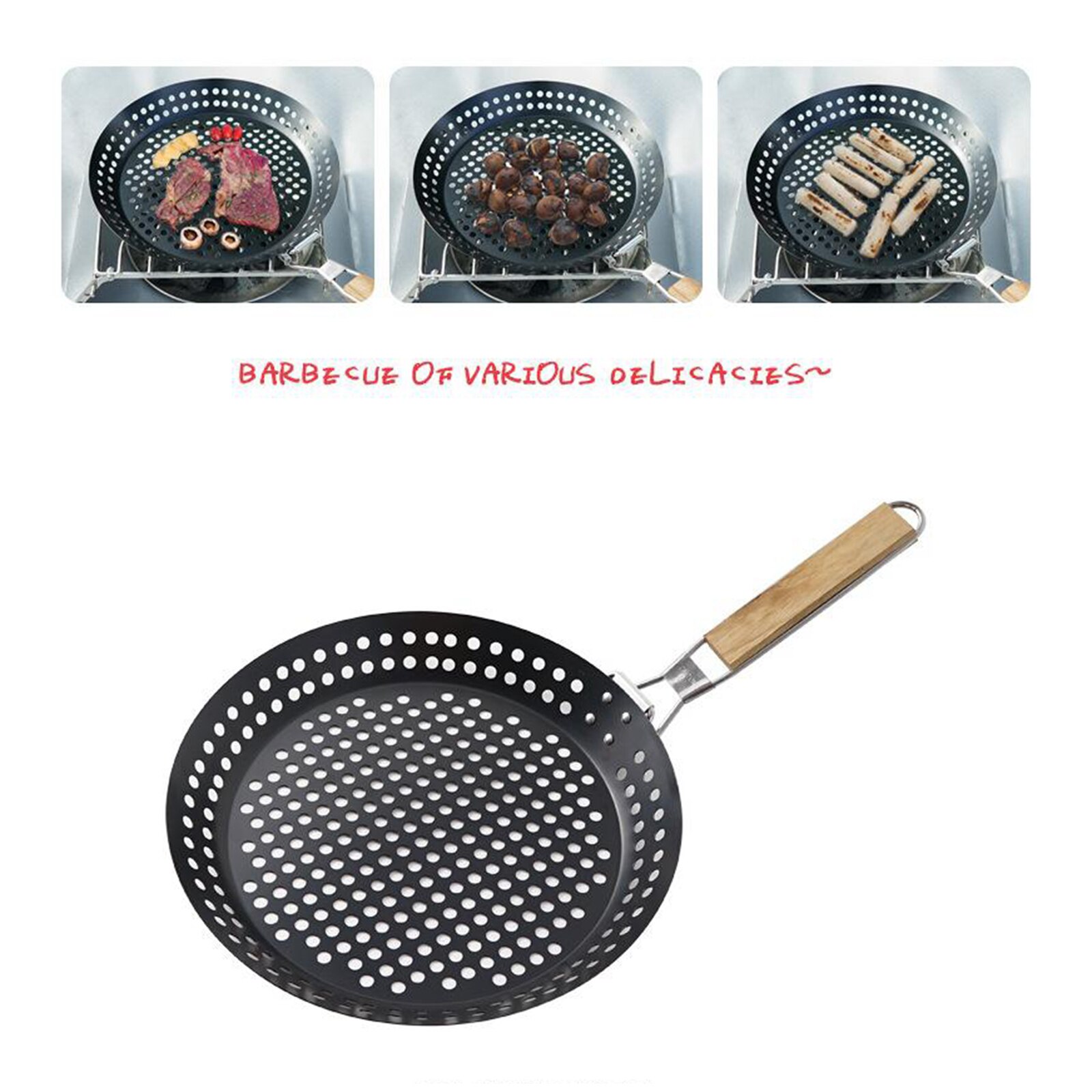 Utensilio de horneado redondo, bandeja plegable para parrilla, bandeja para acampar, barbacoa, cesta para el hogar