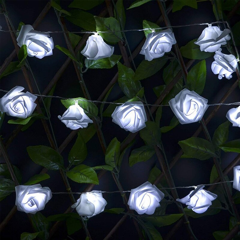 Led Rose Flower Usb String Lights Garland Kerstverlichting Decoratie Kerstboom Licht Voor Valentijn: White / 2m-20LED
