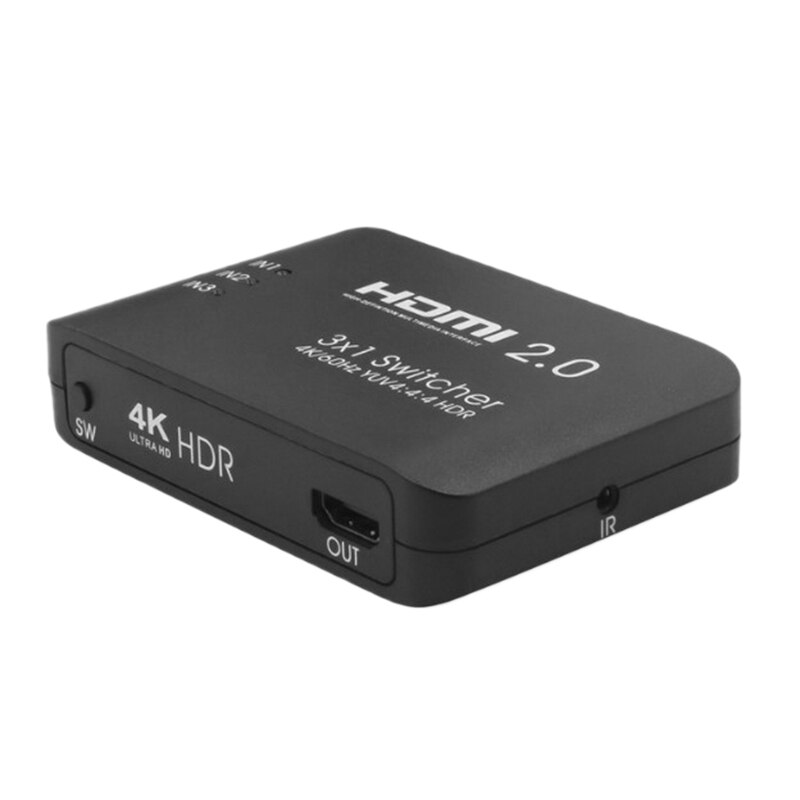 Hdmi Switcher Splitter 3 In 1 Out Ondersteuning 4K @ 60Hz En Hdr Met Ir Afstandsbediening Voor laptop Projector Hdtv PS4 Tv Box: Default Title