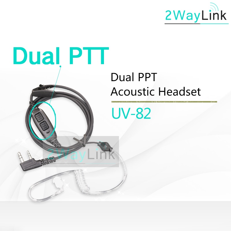 Dual Ptt UV-82 Akoestische Headset/Microfoon Voor UV-82 Plus UV-8 UV82L UV-89 UV-82TP GT-5TP UV-82HP UV-82HX Air Buis Oortelefoon