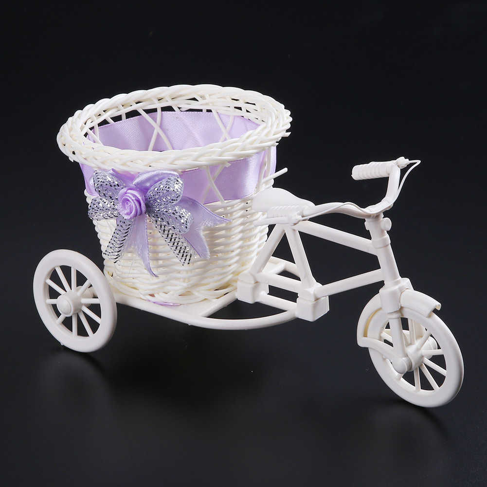Moderne rattan trehjulet cykel kurv have bryllupsfest kontor bord vase opbevaring boligindretning soveværelse vase blomsterdekorationsværktøj: 9