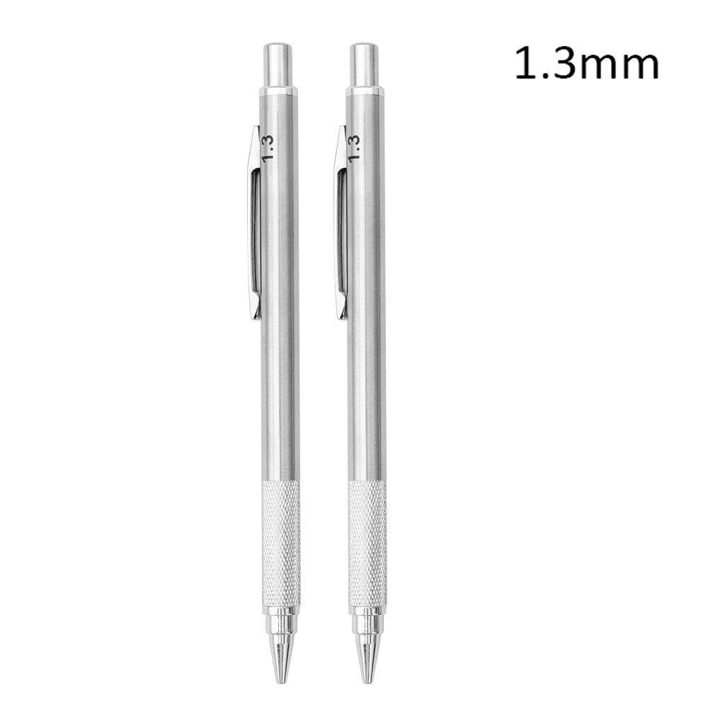 Metal Mechanical Pencil 0.3/0.5/0.7/0.9/1.3/2.0mm HB Leads Replaceable Refills Art Writing Drafting Drawing Home School Supplies: Brown