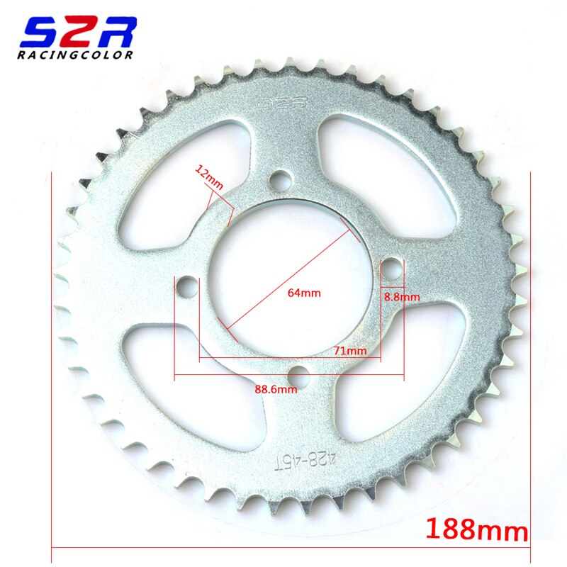 Piñón trasero de motocicleta S2R, accionada 45 T, para YAMAHA YBR125, YBR, YB 125, CRUX 100, piezas originales, 44, 45 dientes, pieza de repuesto para Moto