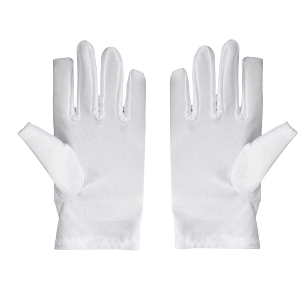 Jongen Meisje Korte Dans Bruiloft Speciale Gelegenheid Party Satin Voelen Hold Bloem Jurk Elastische Kid Handschoenen Prestaties Formele 1 Paar: 15cm