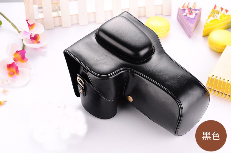 Pu Leather Video Camera Bag Case For Canon EOS 1100D 1200D 1300D 550D with18-55/105/200mm Lens Retro Vintage Camera Bag: black