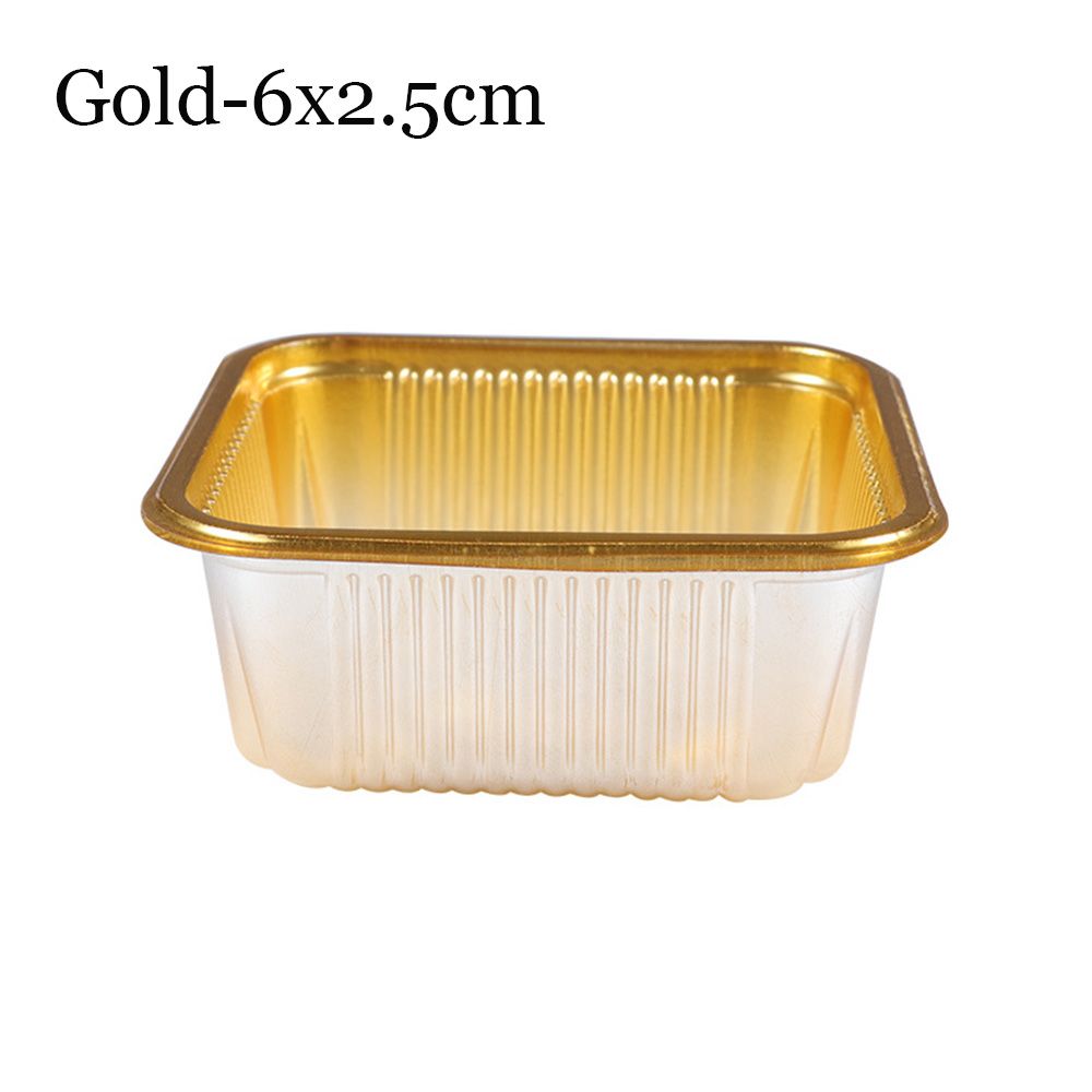 100pcs Moon Cake Bottom Tray Packaging Box Egg Yolk Crisp Mung Bean Cake Inner Tray Golden Thickened Blister Packing Plate Decor: gold 6x2.5cm
